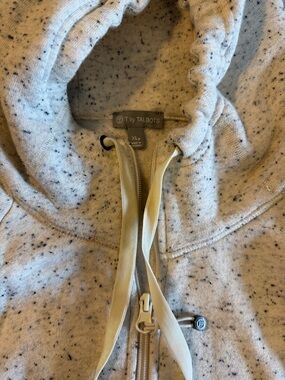 Talbots Speckled Light Gray Hooded Zip Jacket